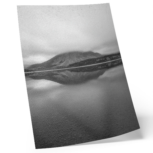 Kunstdruck leinwand Grautöne, Berge, Spiegelung im See, Harmonie
