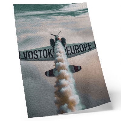 Poster Flugzeug über den Wolken, gedämpfte Farbpalette, Dynamik