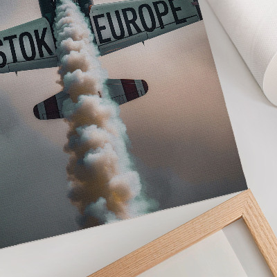 Poster Flugzeug über den Wolken, gedämpfte Farbpalette, Dynamik