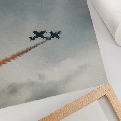 Poster zwei Flugzeuge am Himmel im Minimalismus-Stil
