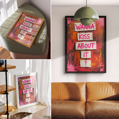 Kunstdruck leinwand Bunter Hintergrund mit rosa Schrift