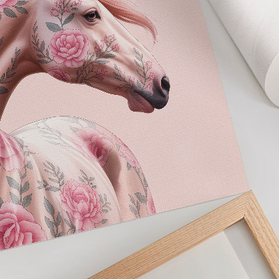 Kunstdruck leinwand Pferd mit Blumen, romantische Eleganz, Modernität