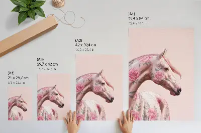 Leinwand Kunstdruck Pferd mit Blumen in romantischem und modernem Design