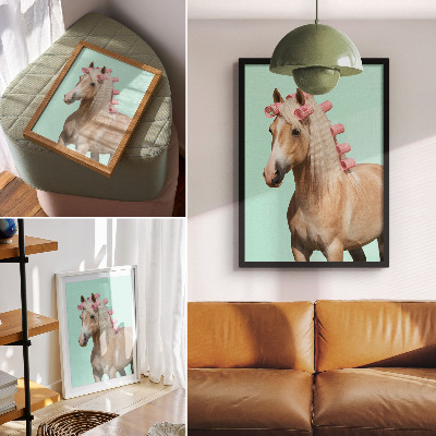 Wandposter Pferdehaar, helles Fell, mintfarbene Pastellfarben, Roller