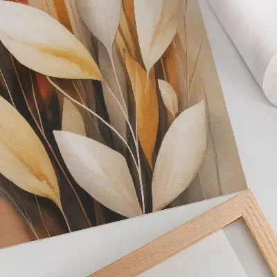 Kunstdruck auf Leinwand elegante Blätter in harmonischen Farben