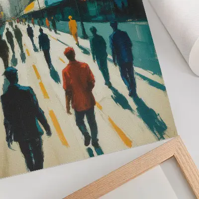 Wandposter eine Gruppe von Menschen auf einer farbenfrohen Stadtstraße