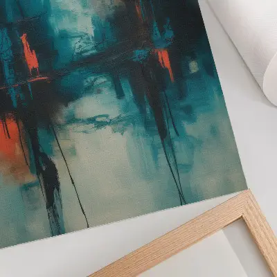 Poster Abstraktion in Türkis mit dynamischen Kontrasten