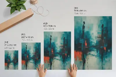 Poster Abstraktion in Türkis mit dynamischen Kontrasten