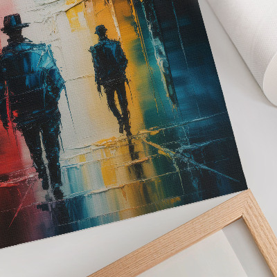 Kunstdruck leinwand Eine farbenfrohe Stadtszene mit geheimnisvollen Gestalten