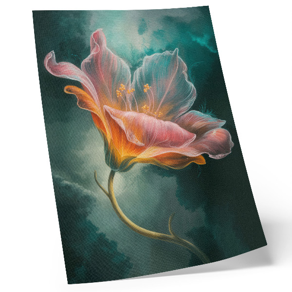 Poster Farbenfroher, surrealer Blumenhintergrund in Türkis