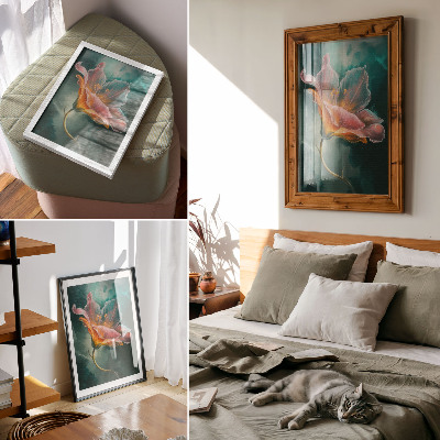 Poster Farbenfroher, surrealer Blumenhintergrund in Türkis