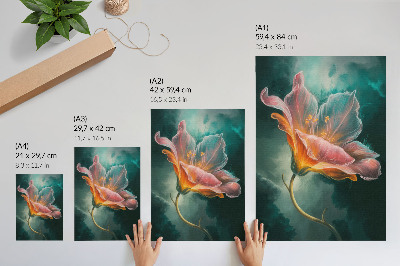 Poster Farbenfroher, surrealer Blumenhintergrund in Türkis
