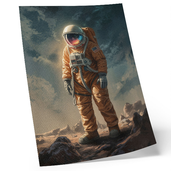 Poster Astronaut am Nachthimmel eines fremden Planeten