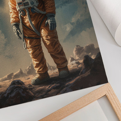 Poster Astronaut am Nachthimmel eines fremden Planeten