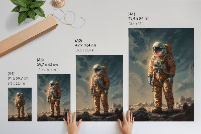 Poster Astronaut am Nachthimmel eines fremden Planeten