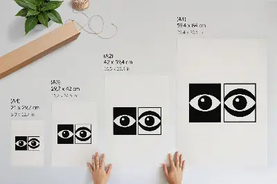 Wandposter schwarze und weiße Augen mit moderner Symmetrie und Kontrast