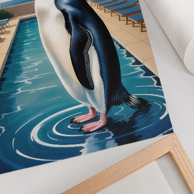 Poster Pinguinpool, Palmen, Meer – Entspannung