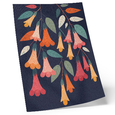 Wandposter Grafikstil mit bunten Blumen und Blättern