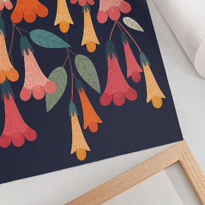 Wandposter Grafikstil mit bunten Blumen und Blättern