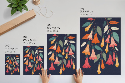 Wandposter Grafikstil mit bunten Blumen und Blättern