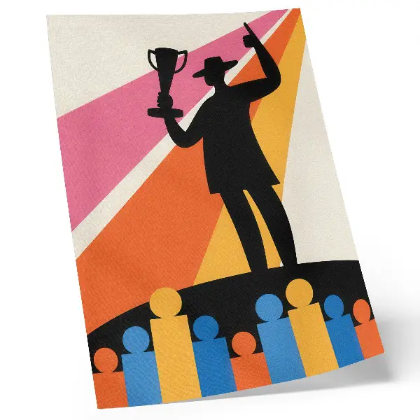 Poster Trophäensilhouette in leuchtenden Farben mit dynamischer Wirkung
