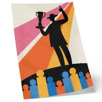 Poster Trophäensilhouette in leuchtenden Farben mit dynamischer Wirkung