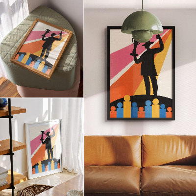 Poster Trophäensilhouette, leuchtende Farben, Dynamik