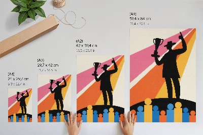 Poster Trophäensilhouette, leuchtende Farben, Dynamik