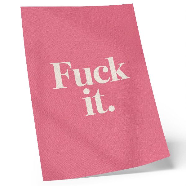 Kunstdruck leinwand Rosa Hintergrund, weiße Schrift im modernen Stil