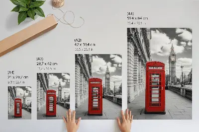 Kunstdruck auf Leinwand rote Telefonzelle als städtisches Wahrzeichen mit Kontrast