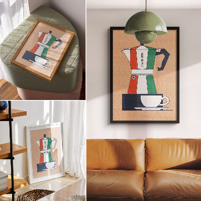 Wandposter Farbenfrohe Cafeteria, italienische Farben, moderne Atmosphäre