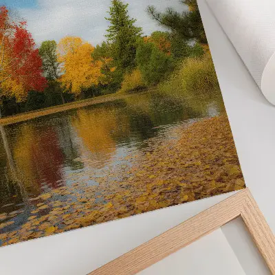 Poster Bunte Bäume am See herbstliche Stimmung