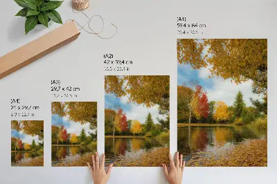 Poster Bunte Bäume am See herbstliche Stimmung
