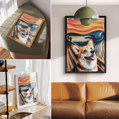 Kunstdruck leinwand Dynamische Farben, kräftige Kontraste, süßer Hund