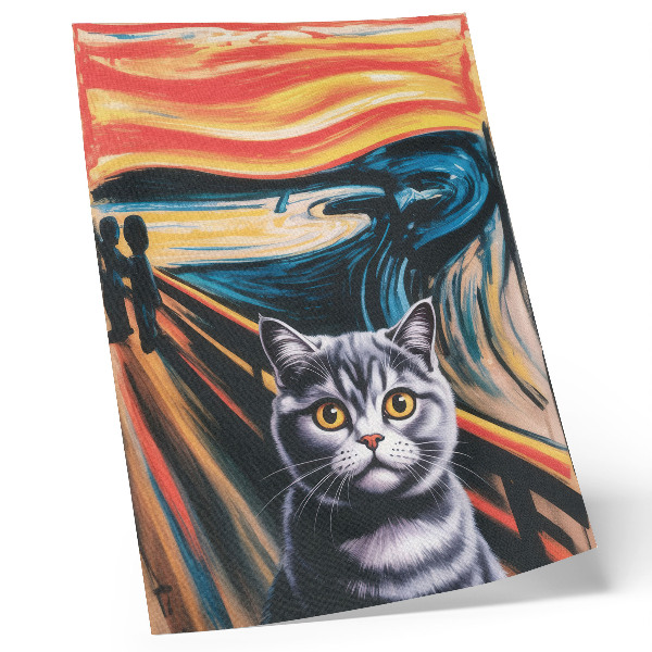 Poster Eine Katze vor dem Hintergrund einer ausdrucksstarken Landschaft