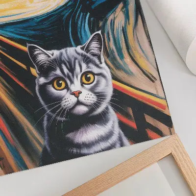 Poster eine Katze vor landschaftlichem Hintergrund