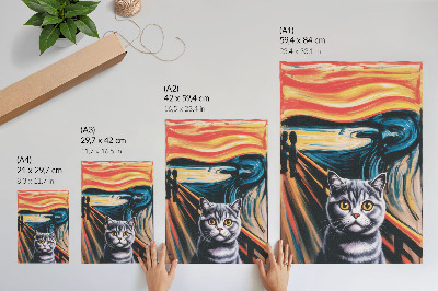 Poster Eine Katze vor dem Hintergrund einer ausdrucksstarken Landschaft