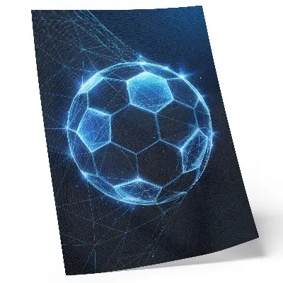 Kunstdruck auf Leinwand mit digitaler Kugel, geometrischen Linien und Lichteffekten