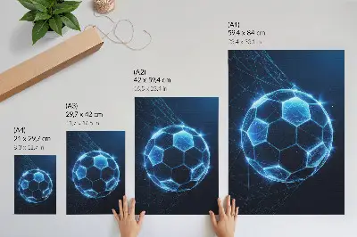 Kunstdruck auf Leinwand mit digitaler Kugel, geometrischen Linien und Lichteffekten