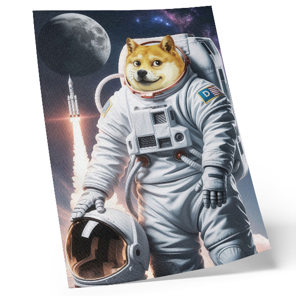 Poster Hund im Raumanzug, Weltraumrakete, Mondanzug
