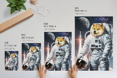Poster Hund im Raumanzug, Weltraumrakete, Mondanzug