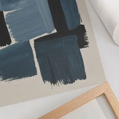 Poster blaue Pinselstriche als moderner Kontrast