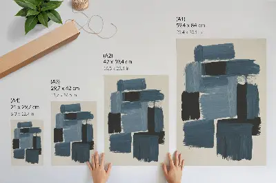 Poster blaue Pinselstriche als moderner Kontrast
