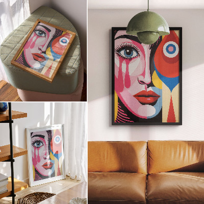 Kunstdruck leinwand Bunte abstrakte Formen Augen Gesicht