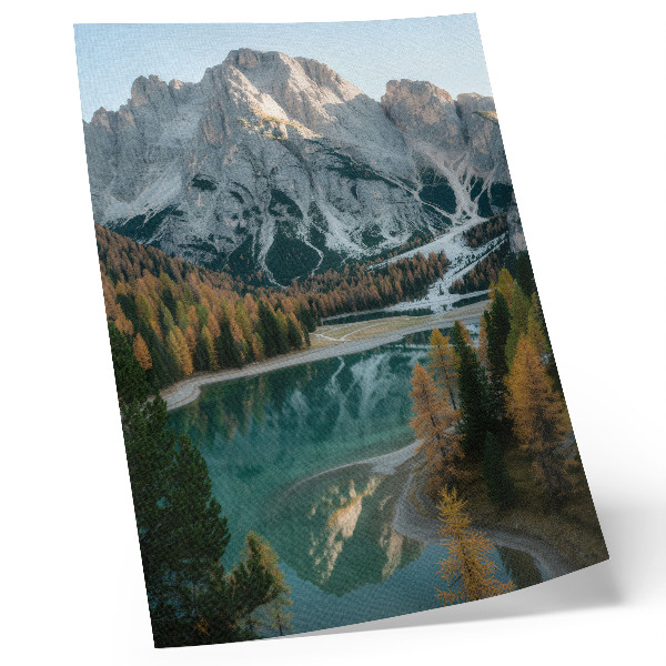 Wandposter Berge, Wald, See, Spiegelungen, bunte Bäume