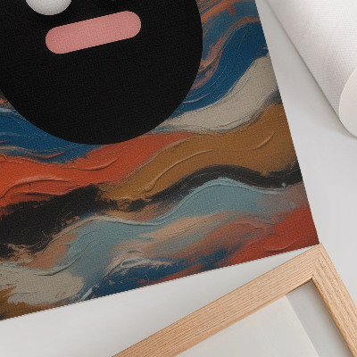 Kunstdruck leinwand Eine schwarze Figur auf farbenfrohem Hintergrund in dynamischem Stil