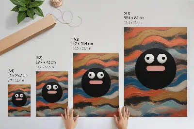 Kunstdruck auf Leinwand eine schwarze Figur auf farbenfrohem Hintergrund im dynamischen Stil