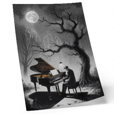 Wandposter Gedämpfte Farben, Geister, Klavier, Mond