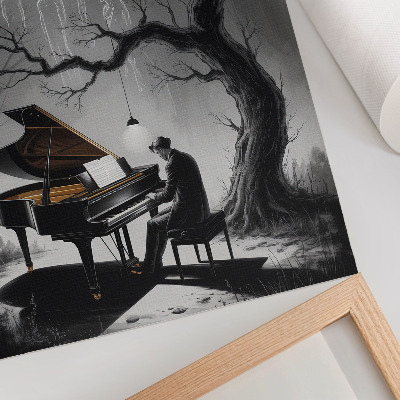Wandposter Gedämpfte Farben, Geister, Klavier, Mond