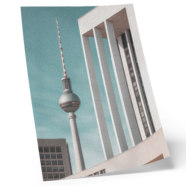 Poster Minimalistischer Turm, moderne Gebäude, blauer Himmel